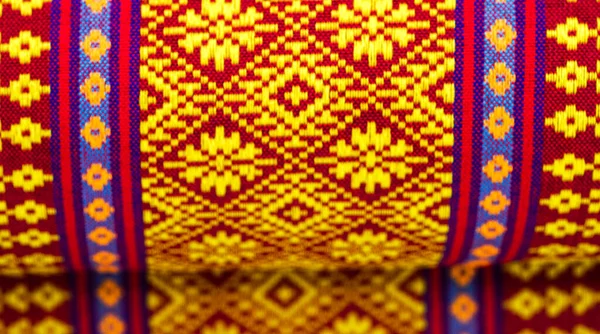Soft Focus Thai Fabric Pattern Texture Embroider Pattern Style Local — Stock Photo, Image