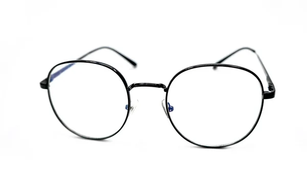 白い背景に隔離された黒い眼鏡白い背景に円形のメガネのファッション — ストック写真