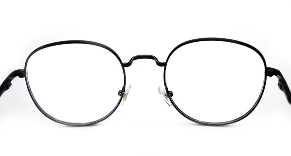 Schwarze Brille Isoliert Auf Weißem Hintergrund Circle Brille Mode Auf — Stockfoto