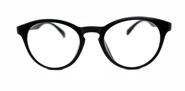 黑色眼镜 隔离在白色背景上 白色背景上的圆形眼镜 — 图库照片