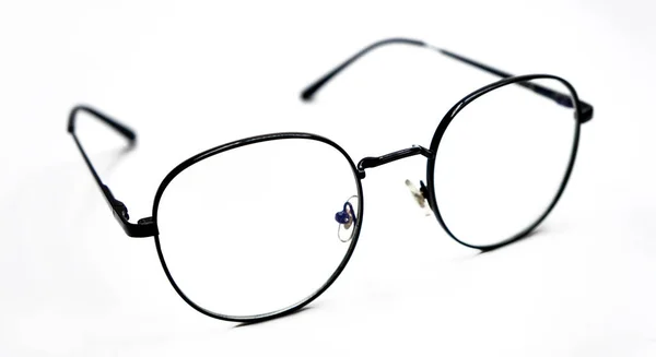 Óculos Pretos Isolados Fundo Branco Círculo Óculos Moda Fundo Branco — Fotografia de Stock