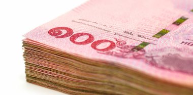 Tayland parası 100 baht banknot. Tayland banknotları. Thai 100 baht ile para geçmişi. İş konsepti, finans. Tayland banknotları..