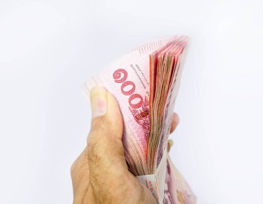 Beyaz banknotlar üzerine 100 baht banknot, Tayland banknotları, iş finans.