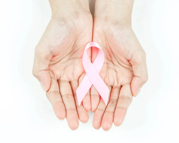 Donna Possesso Nastro Educare Sul Cancro Rosa Assistenza Sanitaria Concetto — Foto Stock