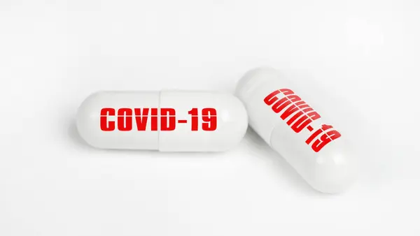 Coronavirus Έννοια Θεραπεία Covid Χάπια — Φωτογραφία Αρχείου