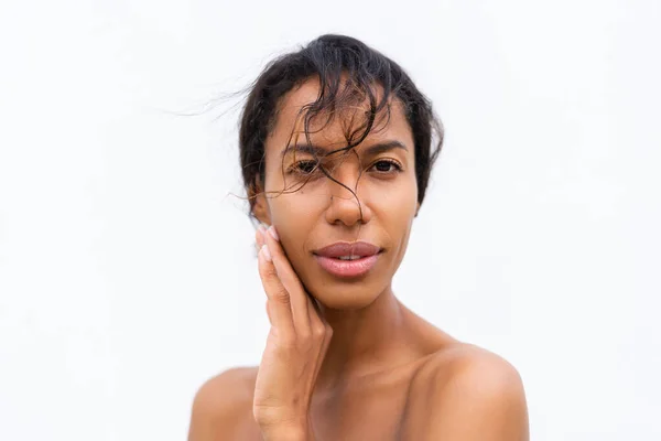 Beauty Portret Van Jonge Topless Afrikaanse Amerikaanse Vrouw Met Blote — Stockfoto