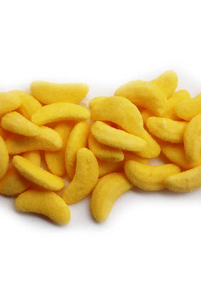 Żółte Galaretki Bananowe Słodycze Izolowane Białym Tle Cukierki Żelowe — Zdjęcie stockowe