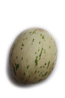 White Melon with green spots isolated on white background. Summer healthy food. Cucumis melo clipart