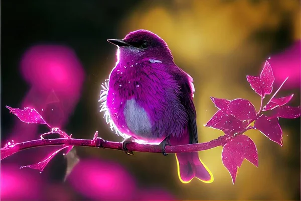 beautiful purple-blue bird sitting on a branch of a tree