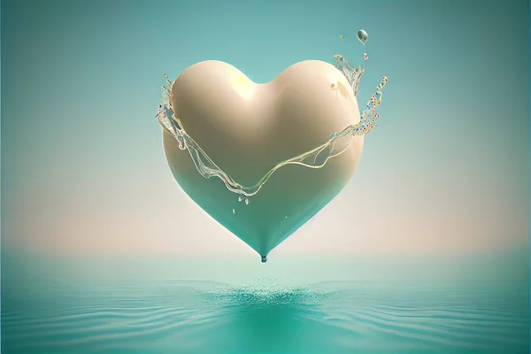heart with water drop on the sea