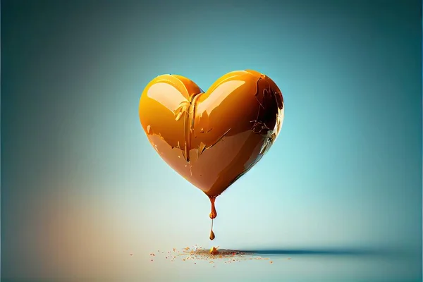 heart with a balloon in the form of a yellow background