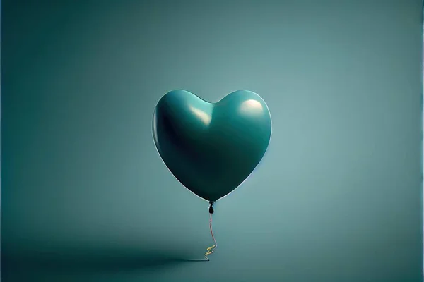 balloon with heart shaped balloons on blue background