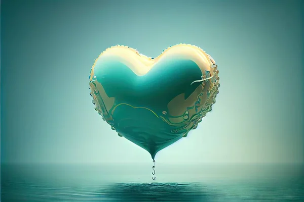 heart in the water, 3d illustration