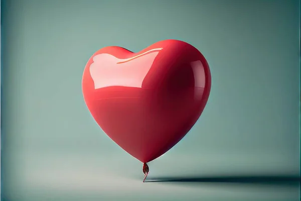 red heart shaped balloon on a white background. 3d rendering