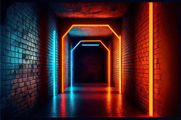 neon tunnel with dark background