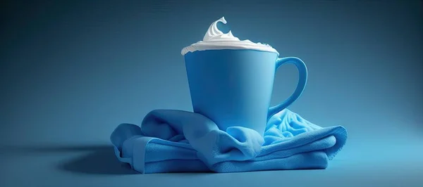 cup of coffee with blue background