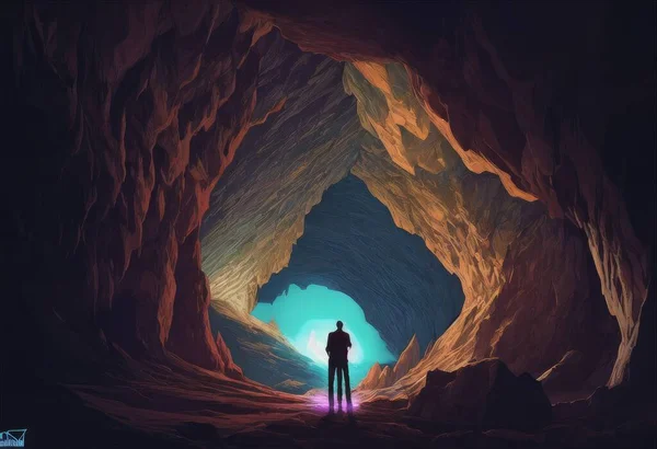 a man in a cave