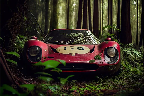 a beautiful shot of a car in a forest