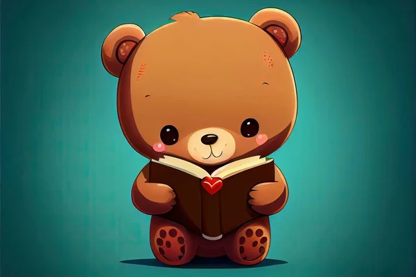 cute bear with book and heart vector illustration design