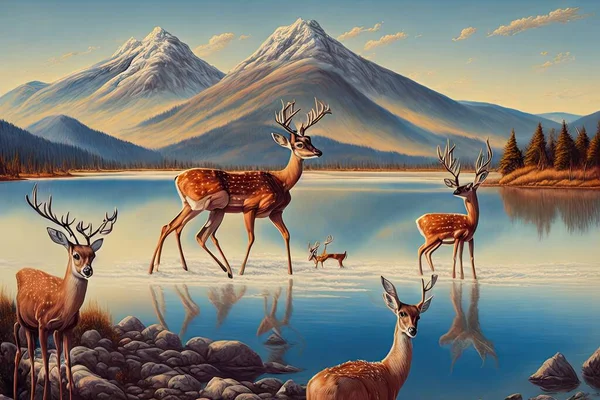 beautiful deer in the mountains