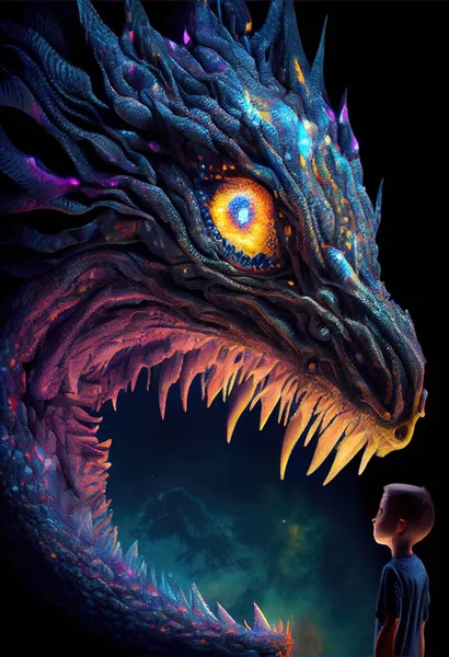 dragon head with a beautiful fantasy creature