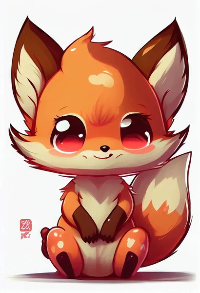 cute cartoon cat with red eyes and fox