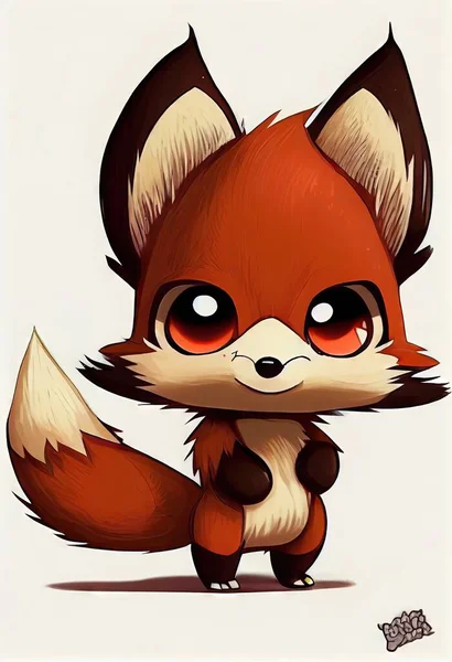 vector illustration of cute cartoon fox