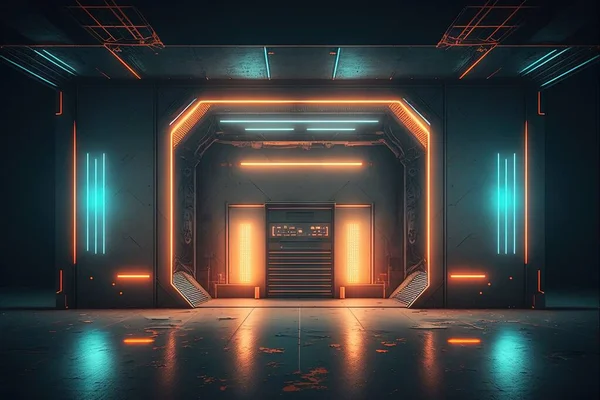 futuristic sci fi spaceship background. 3d rendering