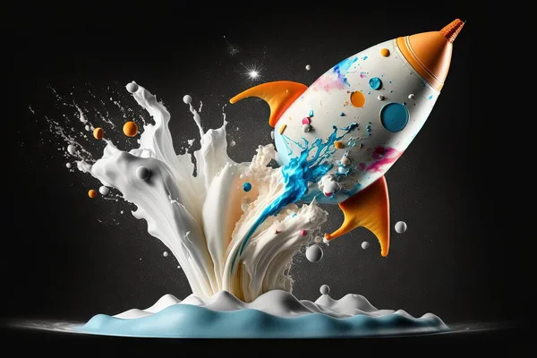 rocket in the form of a splash of water. 3d rendering