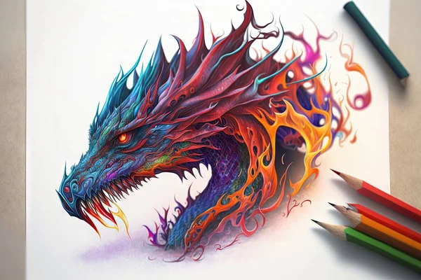colorful drawing of a beautiful dragon