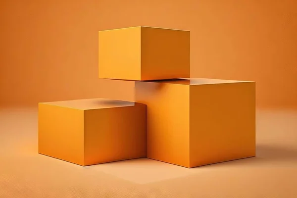 3d rendering of a yellow and brown boxes on a white background
