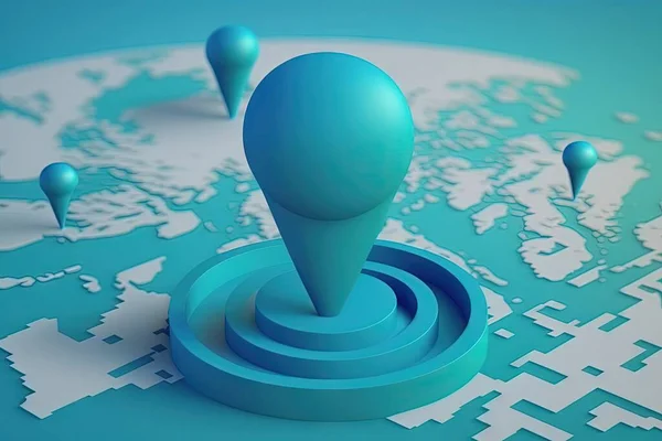 3d illustration of a map with a pin pointer