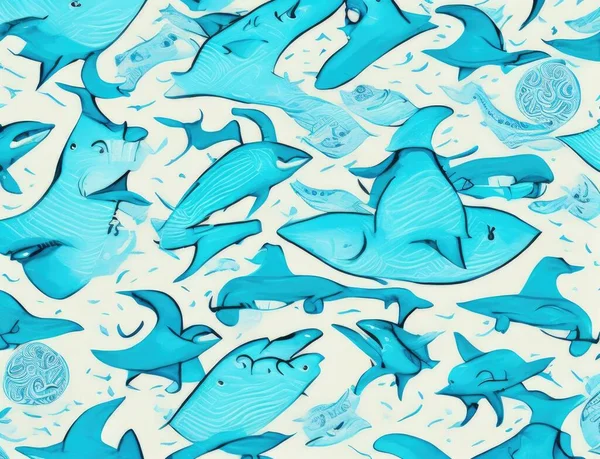 blue fish background with fishes