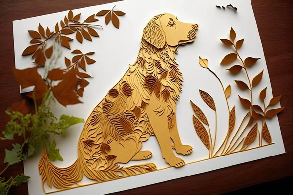 dog with a golden retriever on a wooden background