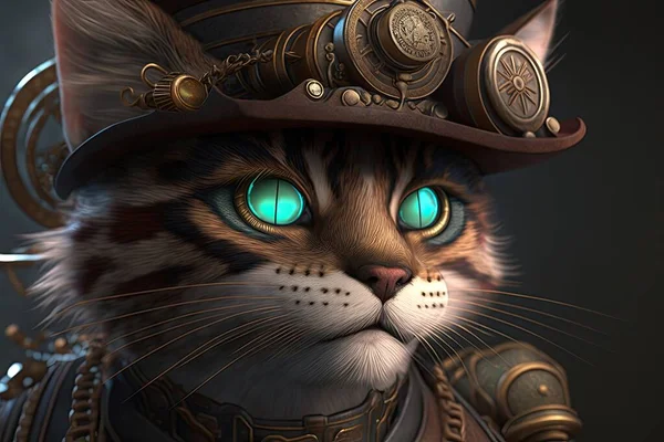 cat with a hat and a blue eyes
