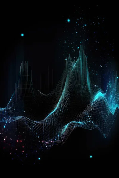 abstract background with glowing waves and lines of the data visualization