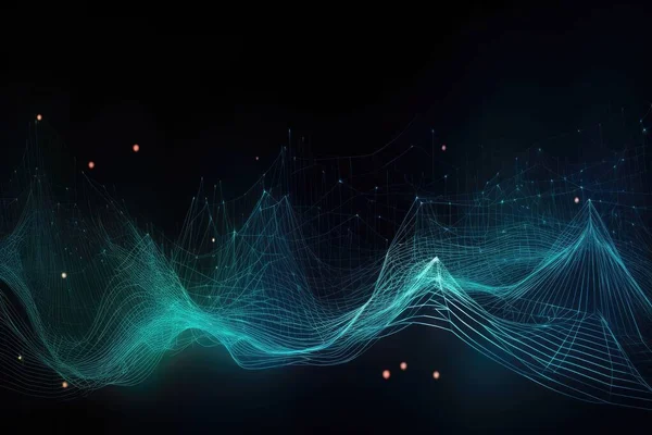 abstract background with glowing waves and lines of particles. 3d rendering
