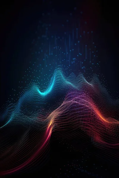abstract background with glowing wave and dots. hi-tech 3d illustration.