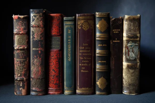 old books on a dark background