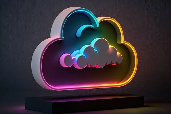 3d rendering of cloud computing and database concept on dark background