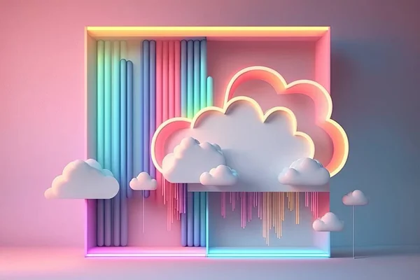3d rendering of a cloud with a glowing neon clouds