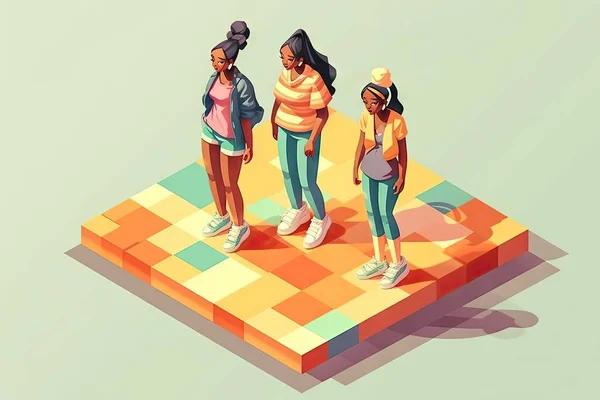 isometric 3d people with a map of coffee