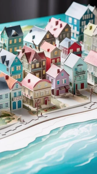 miniature houses and house on the street