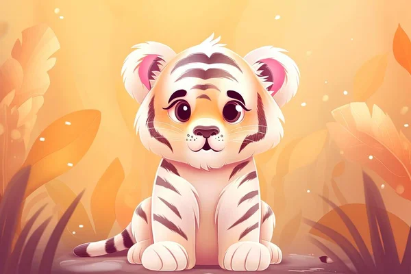 cute cartoon tiger with a smile on his face