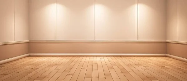 empty room with wooden floor and wall. 3d rendering