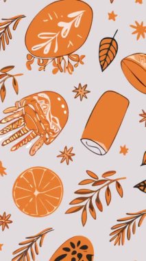 Seamless modeli ile elle çizilmiş sonbahar yaprakları