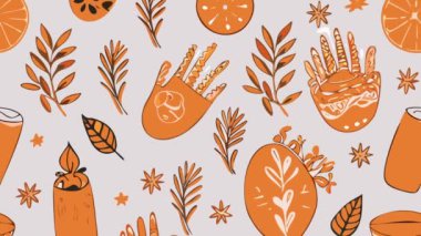 Elle çizilmiş elementlerle kusursuz desen. vektör illüstrasyonu.