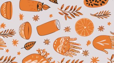 Sonbahar, balkabaklarıyla, yapraklarıyla pürüzsüz desen.