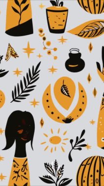 Sonbahar yaprakları ve çiçeklerle kusursuz bir arkaplan