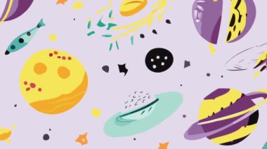 gezegenler ve yıldızlarla modern soyut desen.